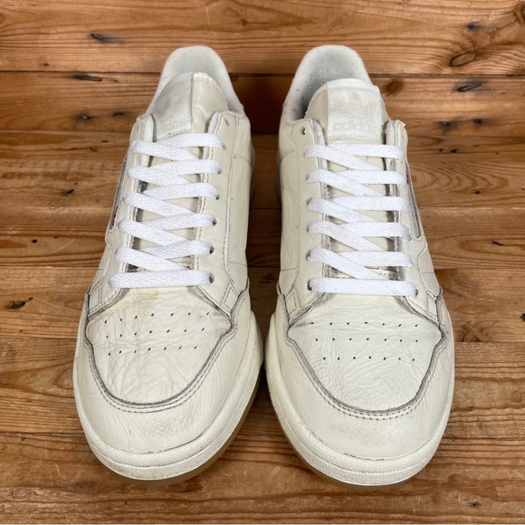 ADIDAS Originals Continental 80 Trainers Sz UK 9 Men Beige Leather Lace Up Shoes - Picture 4 of 13